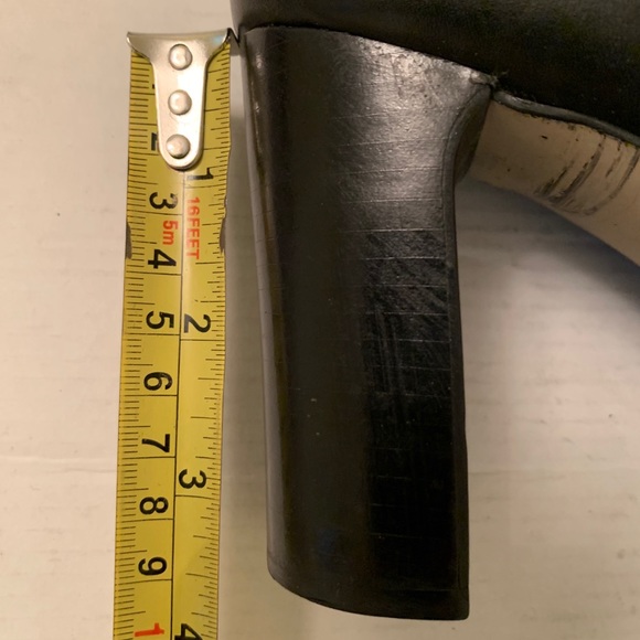 Shiny soft Black real Leather high ankle boots round toe tie-up laces Eu41 US 10 - Picture 9 of 14